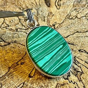 Reversible Green Malachite Pendant